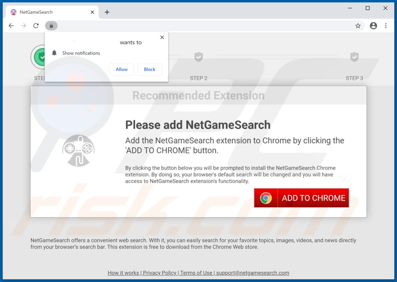 Website used to promote NetGameSearch browser hijacker