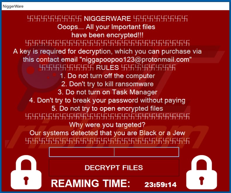 NIGGERWARE decrypt instructions (pop-up window)