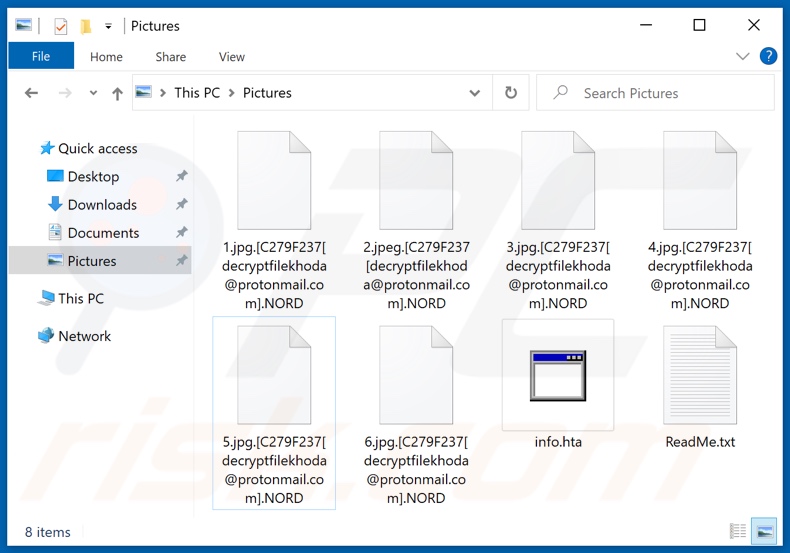 Files encrypted by NORD ransomware (.NORD extension)