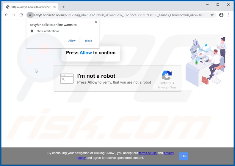 npolicito[.]online pop-up redirects