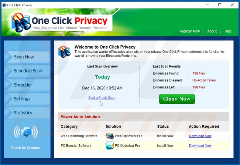One Click Privacy unwanted application