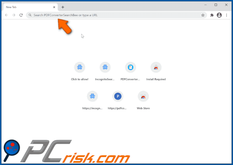 PDFConverterSearchBee browser hijacker appearance GIF