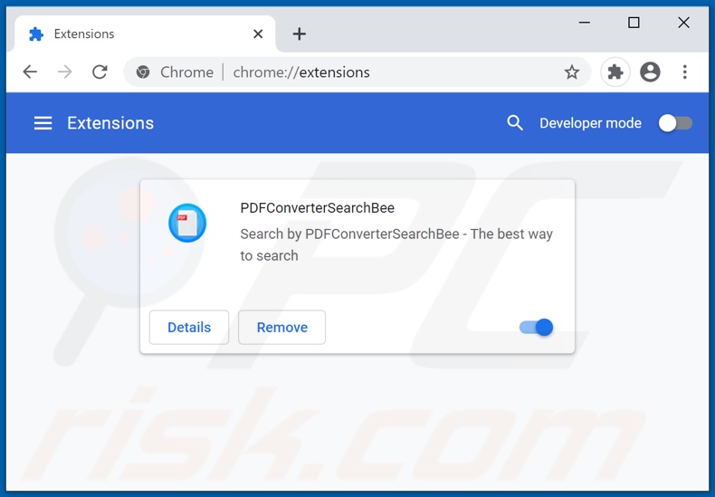 Removing pdfconvertersearchbee.com related Google Chrome extensions