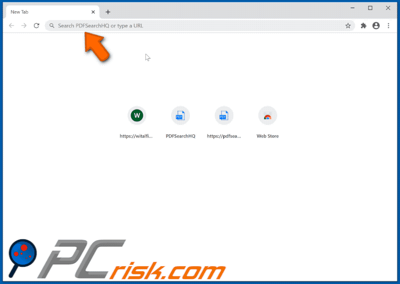 PDFSearchHQ browser hijacker appearance GIF