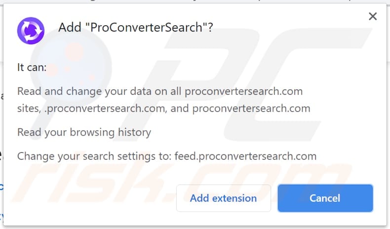 proconvertersearch browser hijacker notification