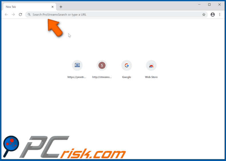 ProStreamsSearch browser hijacker appearance GIF