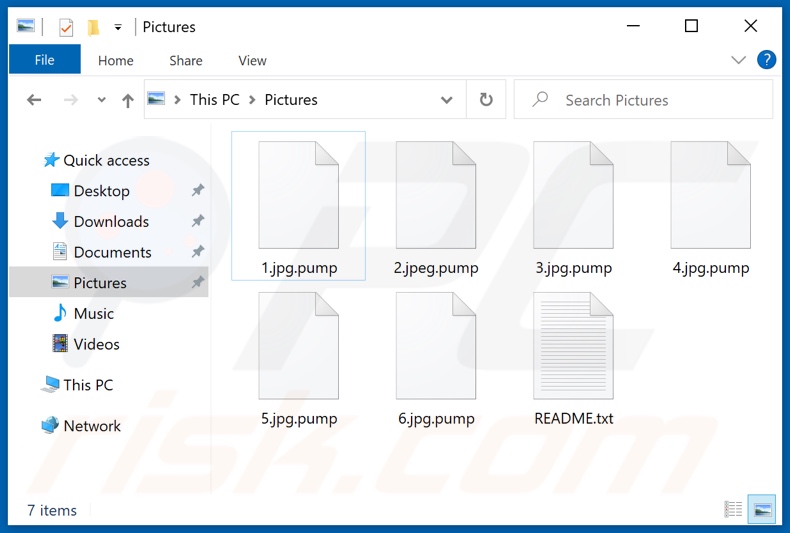 Files encrypted by Pump ransomware (.pump extension)