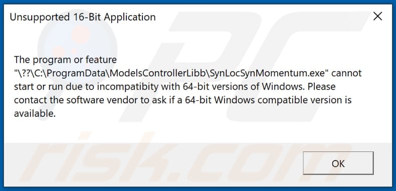 pymicrospia trojan pop-up indicating pymicrospia presence