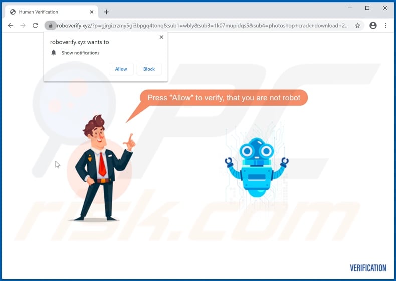 roboverify[.]xyz pop-up redirects