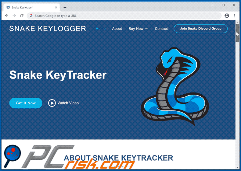 Snake keylogger promoting website GIF