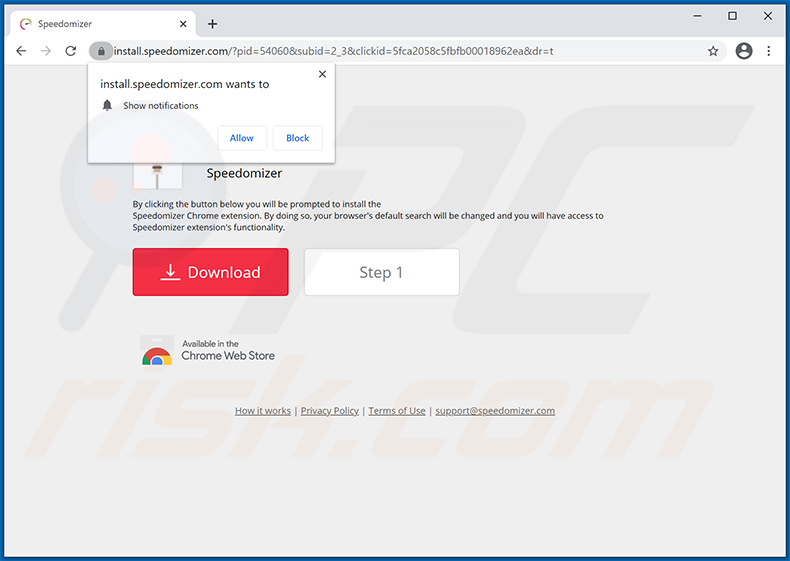 Website used to promote Speedomizer browser hijacker (2020-12-04)