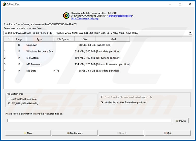 PhotoRec restoration tool for Stop/Djvu ransomware