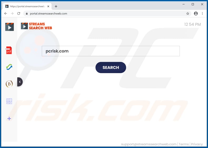 streamssearchweb.com browser hijacker