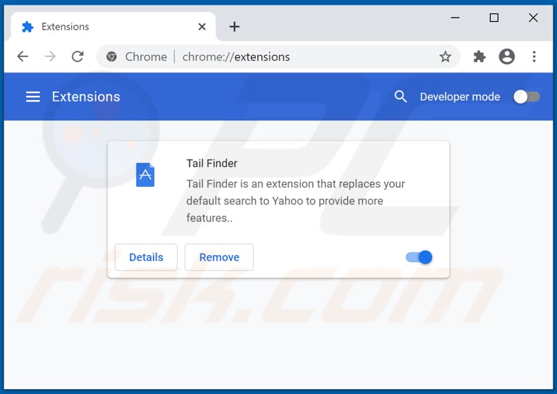 Removing tailsearch.com related Google Chrome extensions