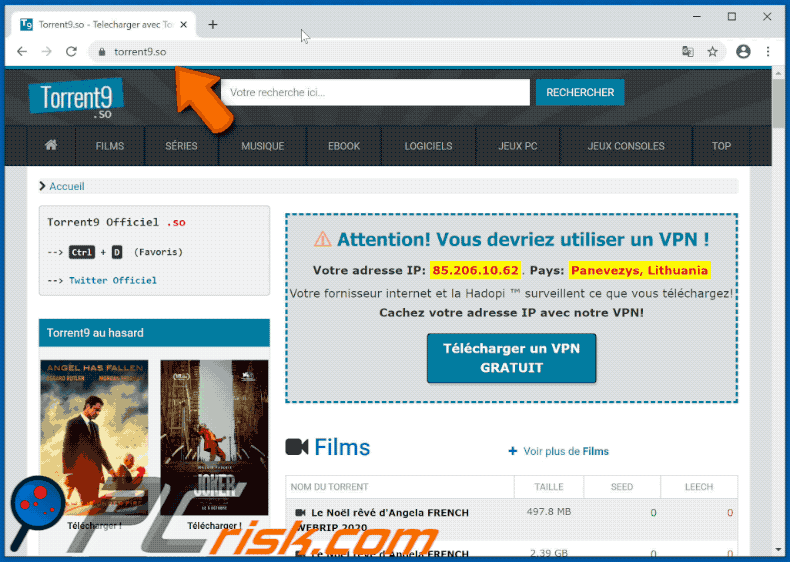 torrent9.so redirects to another website