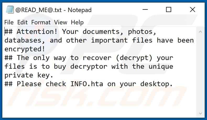 Ufo ransomware text file (@READ_ME@.txt)