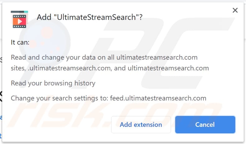 ultimatestreamsearch browser hijacker notification