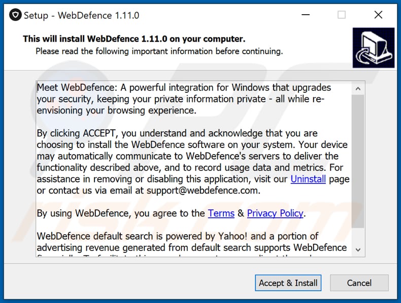 webdefence adware installer