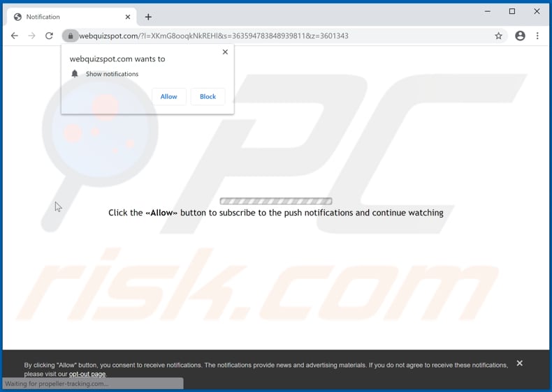 webquizspot[.]com pop-up redirects