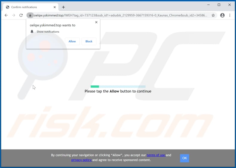 yskimmed[.]top pop-up redirects