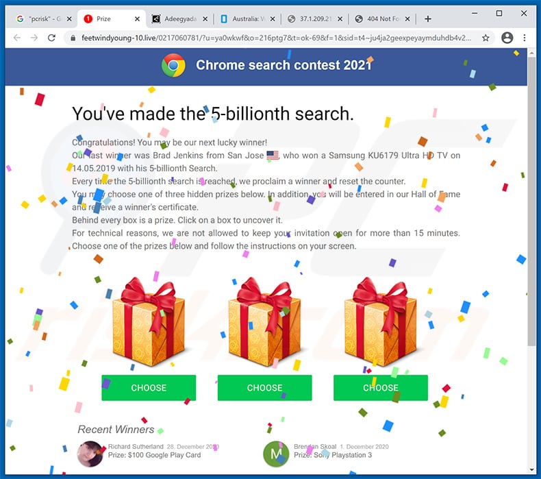 You've Made The 5-billionth Search pop-up scam variant (2021-01-25)