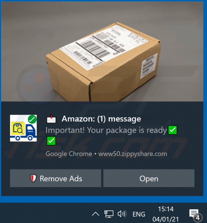 500 dollars amazon gift card pop-up scam promoting advertisement