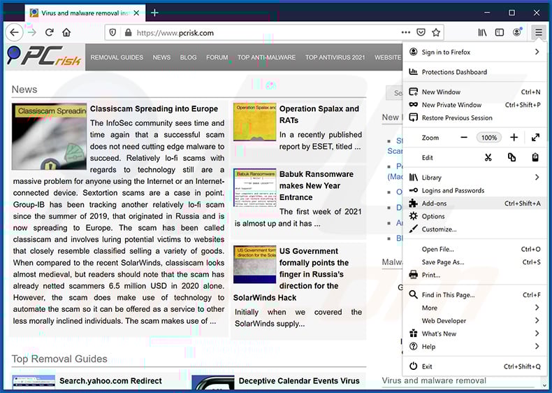 Removing Ad by Browser Extension ads from Mozilla Firefox step 1