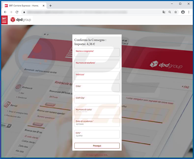 BRT-themed phishing website