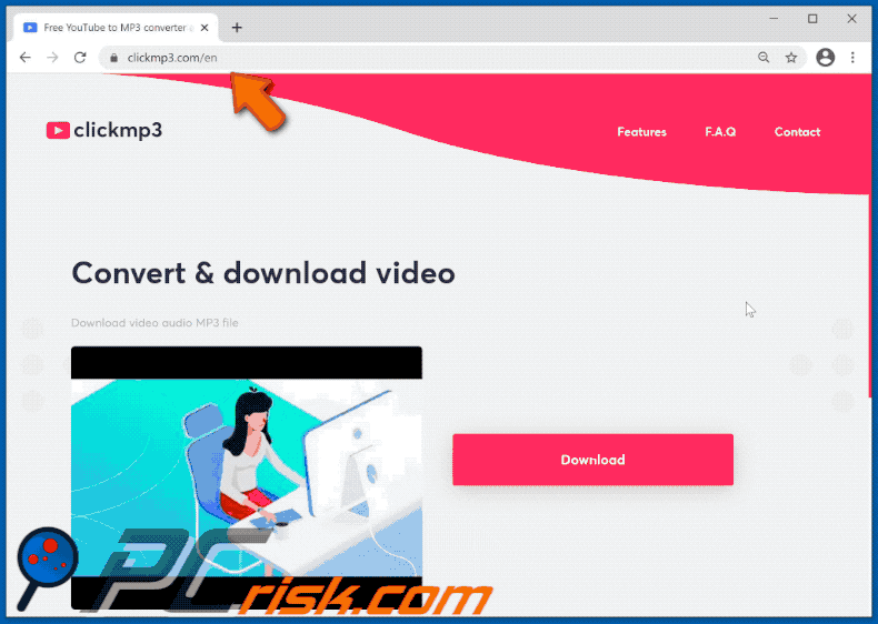 clickmp3.com ads redirects to download page for freestreamsearch browser hijacker
