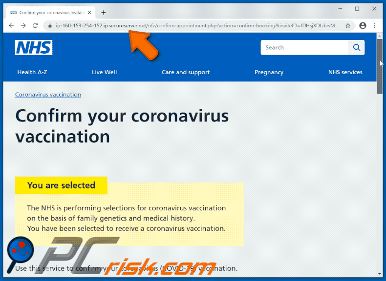 covid-19 vaccination nhs email scam appearance
