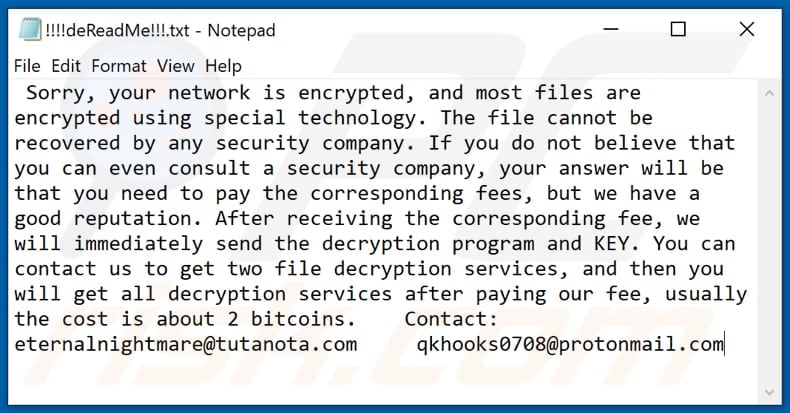 Cring decrypt instructions first variant (!!!!deReadMe!!!.txt)