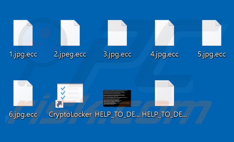 Files encrypted by CryptoLocker-v3 ransomware (.ecc extension)