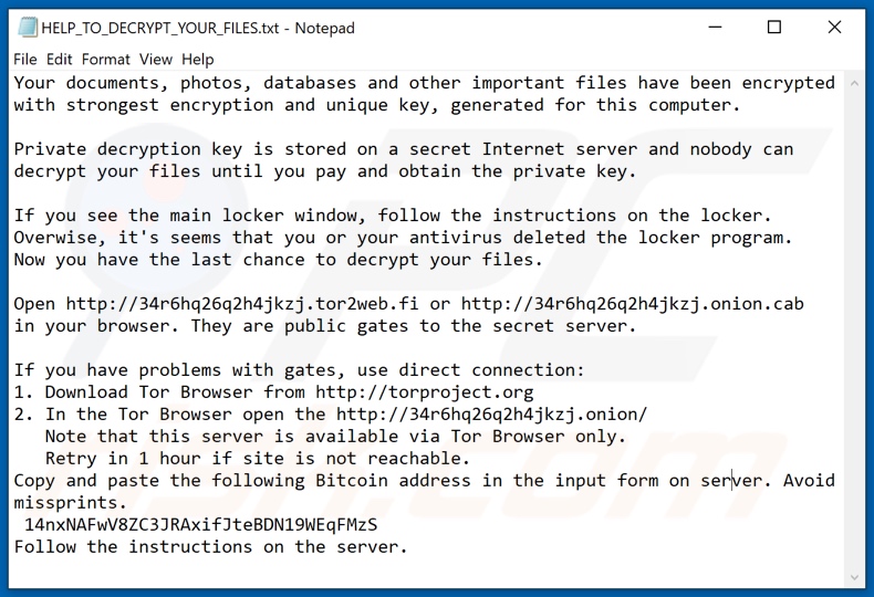 CryptoLocker-v3 ransomware text file (HELP_TO_DECRYPT_YOUR_FILES.txt)