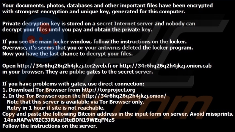 CryptoLocker-v3 ransomware wallpaper (HELP_TO_DECRYPT_YOUR_FILES.bmp)