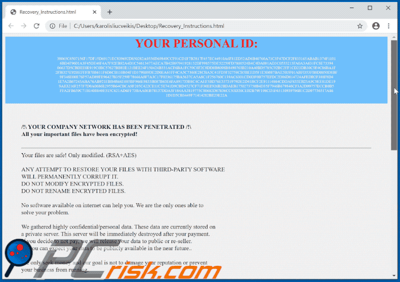 Deathfiles ransomware Recovery_Instructions.html pop-up gif