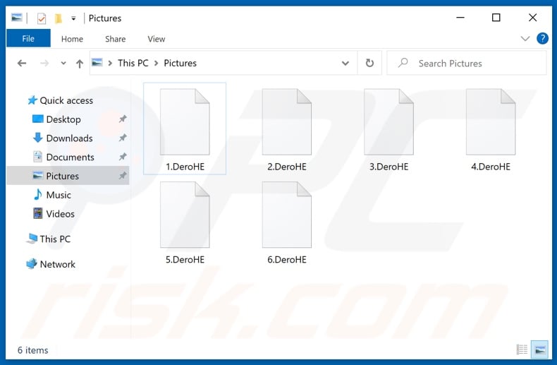 Files encrypted by DeroHE ransomware (.DeroHE extension)