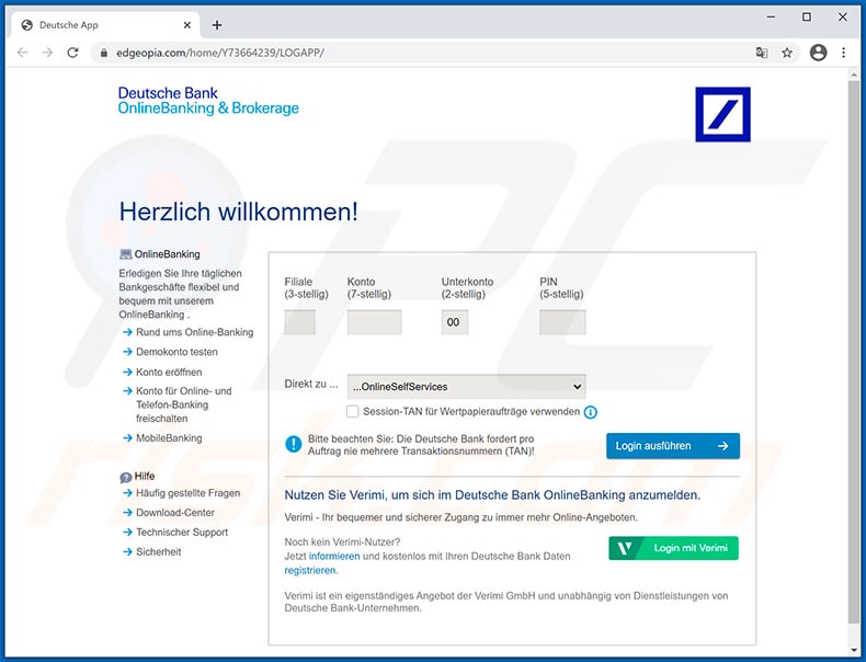 Deutsche bank phishing website