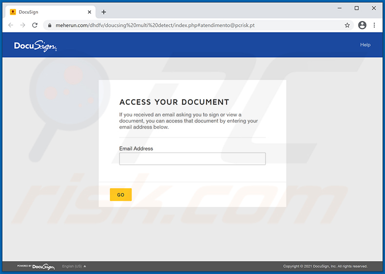 DocuSign-themed phishing website