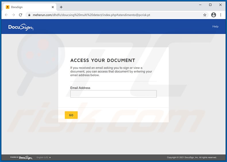 DocuSign-themed phishing website