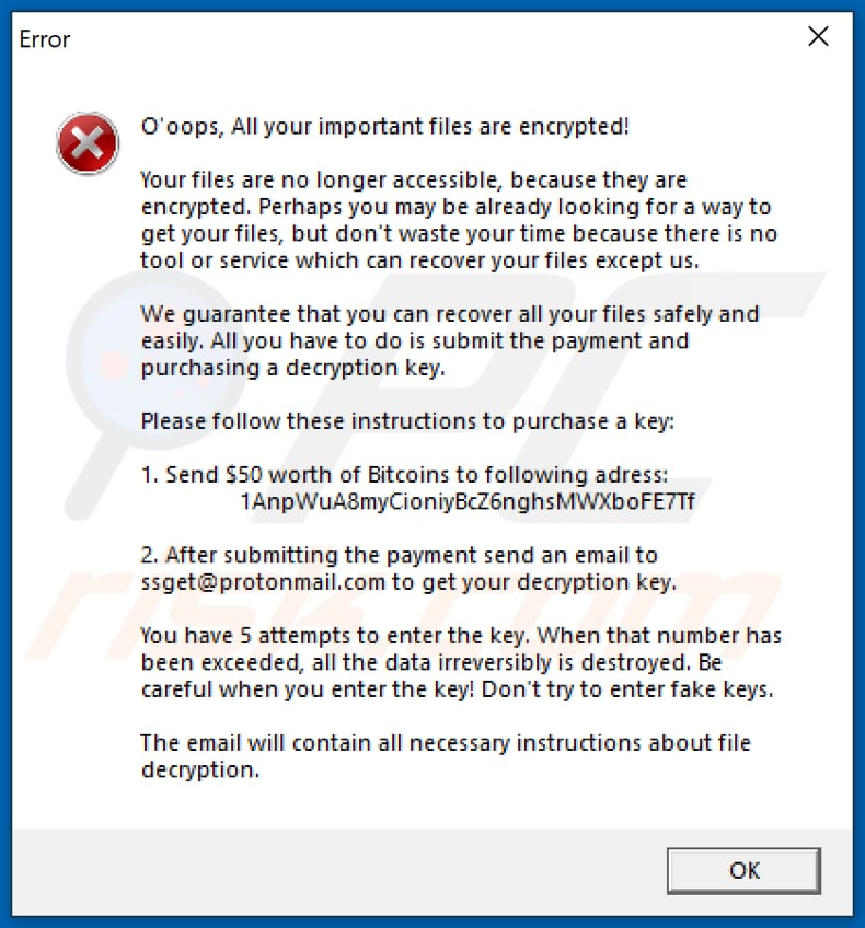 EnCryp13d decrypt instructions (error pop-up window)