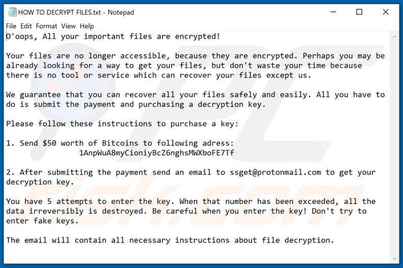 EnCryp13d ransomware text file (HOW TO DECRYPT FILES.txt)