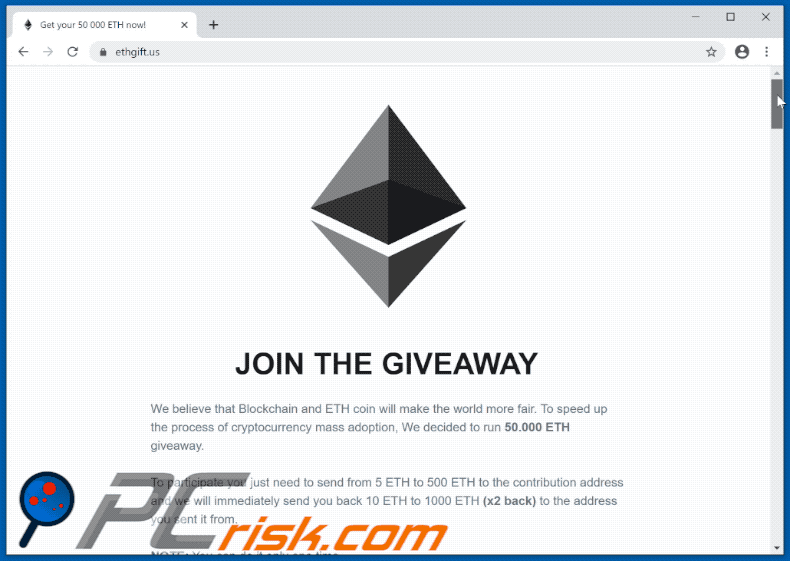 Ethereum ETH giveaway scam (2021-01-25)