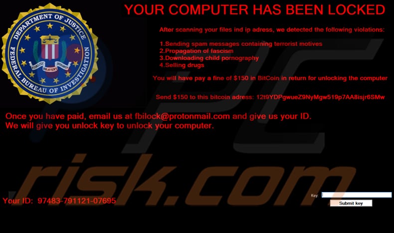 FBI screenlocker ransom note