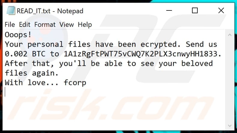 Fcorp ransomware text file (READ_IT.txt)