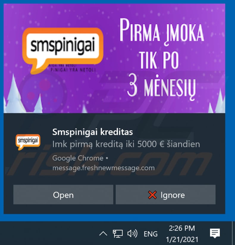 freshnewmessage.com ads notification