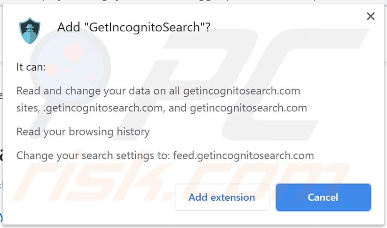 getincognitosearch browser hijacker notification