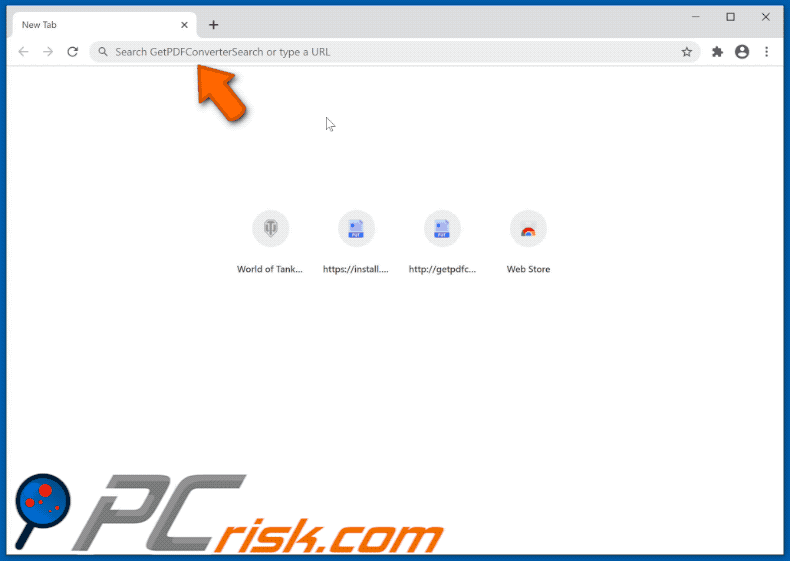 GetPDFConverterSearch browser hijacker redirecting to Google (GIF)