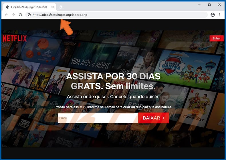 Fake Netflix website spreading Grandoreiro trojan