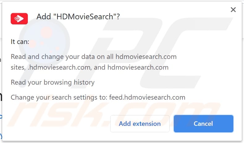 hdmoviesearch browser hijacker notification