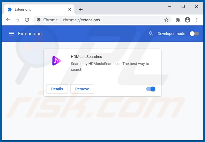 Removing hdmusicsearches.com related Google Chrome extensions